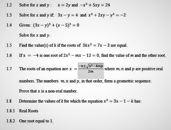 Algebra, Equations and Inequalities